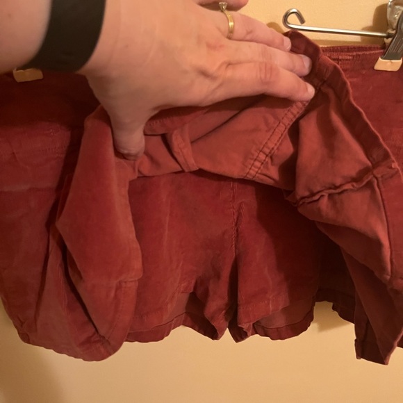 Free People Pleated Micro Mini Cord Skort in Roasted Russet - Picture 6 of 7